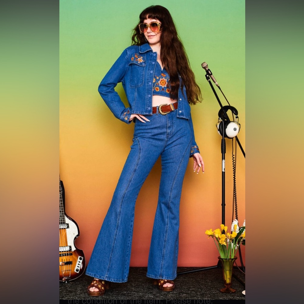 The Hippie Shake Blue Moon Denim Flare Bellbottom Jeans Petite